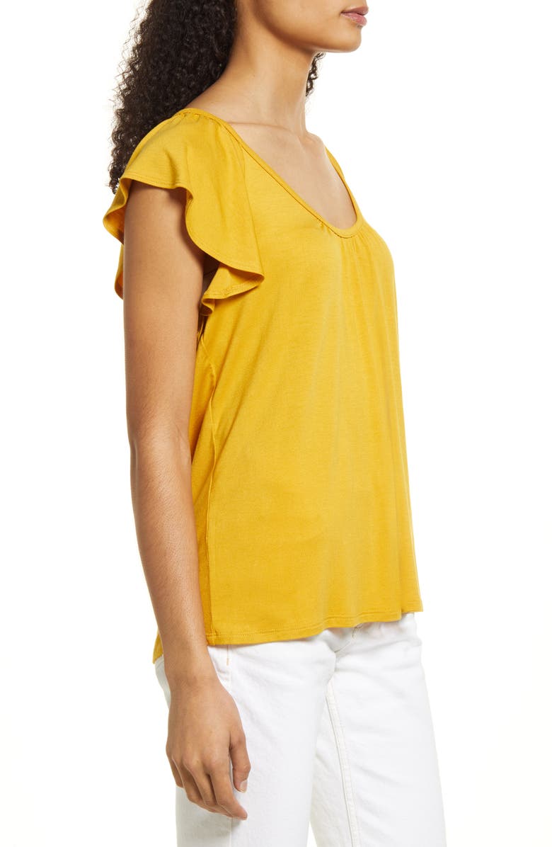 Loveappella Flutter Sleeve Top, Alternate, color, Sunflower