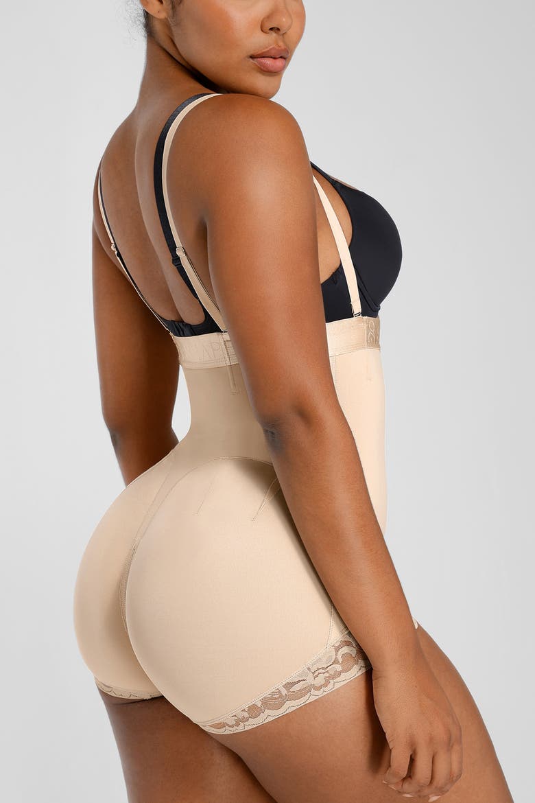 Butt-Lifting Open Bust Panty, Alternate, color, Sand