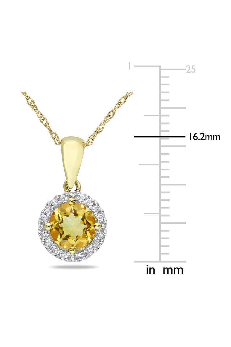 Gemstone & Diamond Halo Necklace 10K, Alternate, color, Citrine