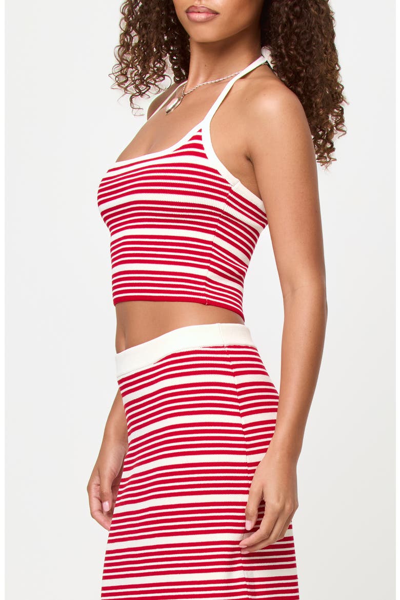 Positano Stripe Halter Rib Crop Cover-Up Top, Alternate, color, SUPERBLOOM STRIPE