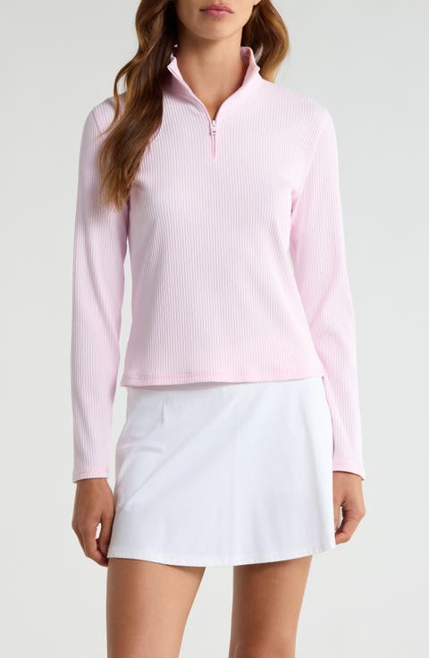 Rib Knit Quarter Zip Golf Top