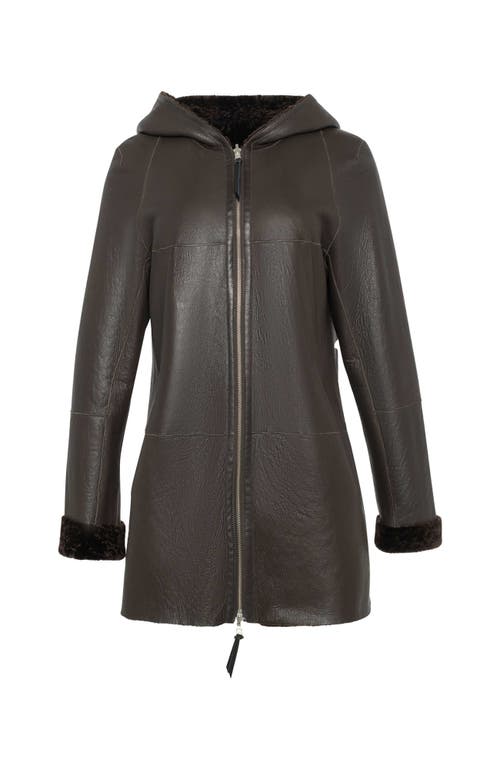 Gorski Reversible Textured Shearling Lamb Parka In Brown