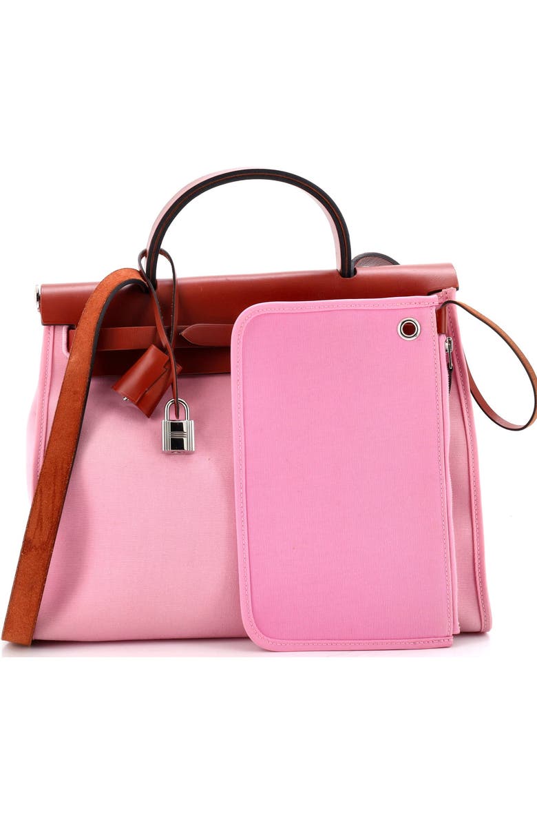 Pre-Owned Hermes Herbag Zip Leather and Toile 31, Alternate, color, Mauve Sylvestre