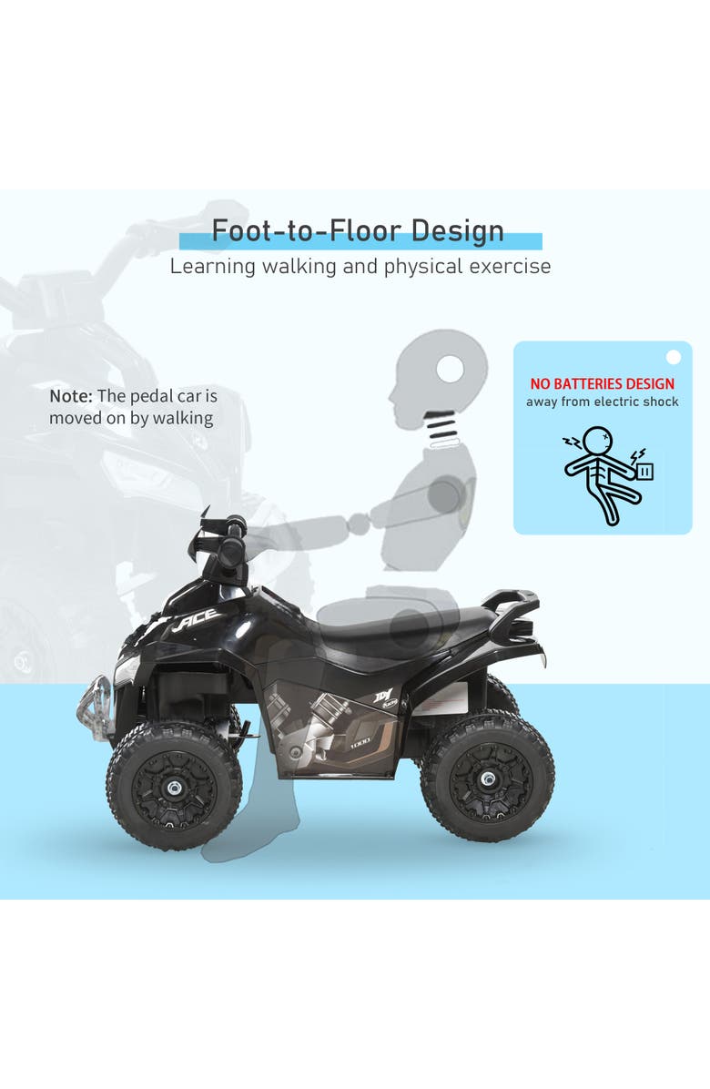 Aosom Kids Push ATV with Music and Light, Alternate, color, Black