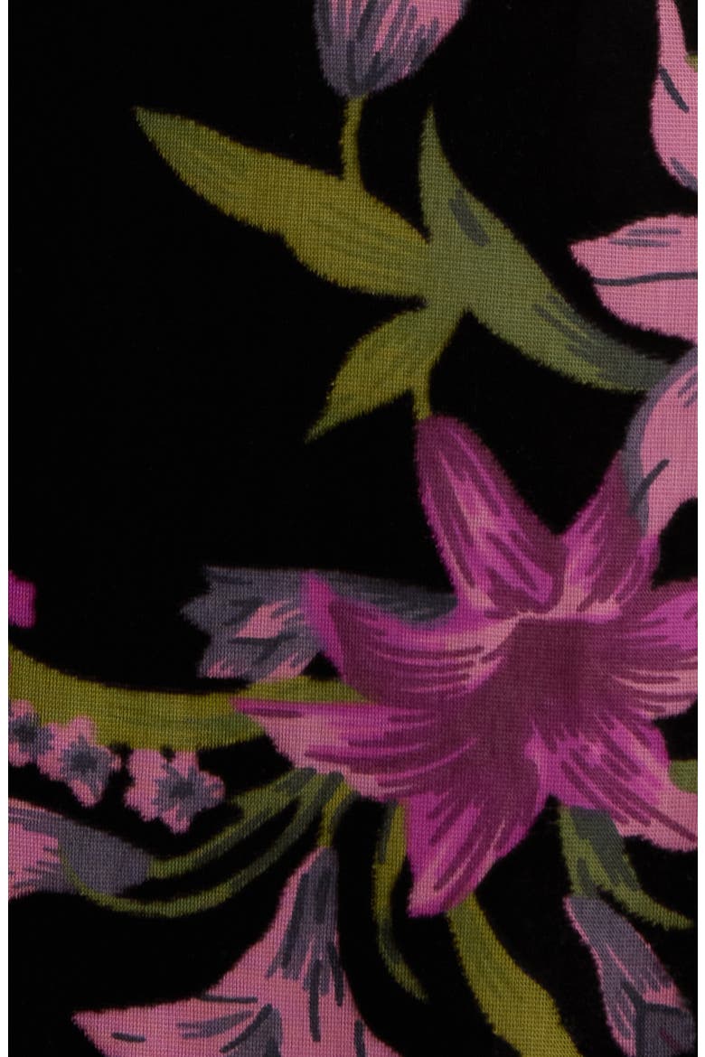 Sylvia Floral Midnight Velvet Midi Dress, Alternate, color, BLACK-MULTI
