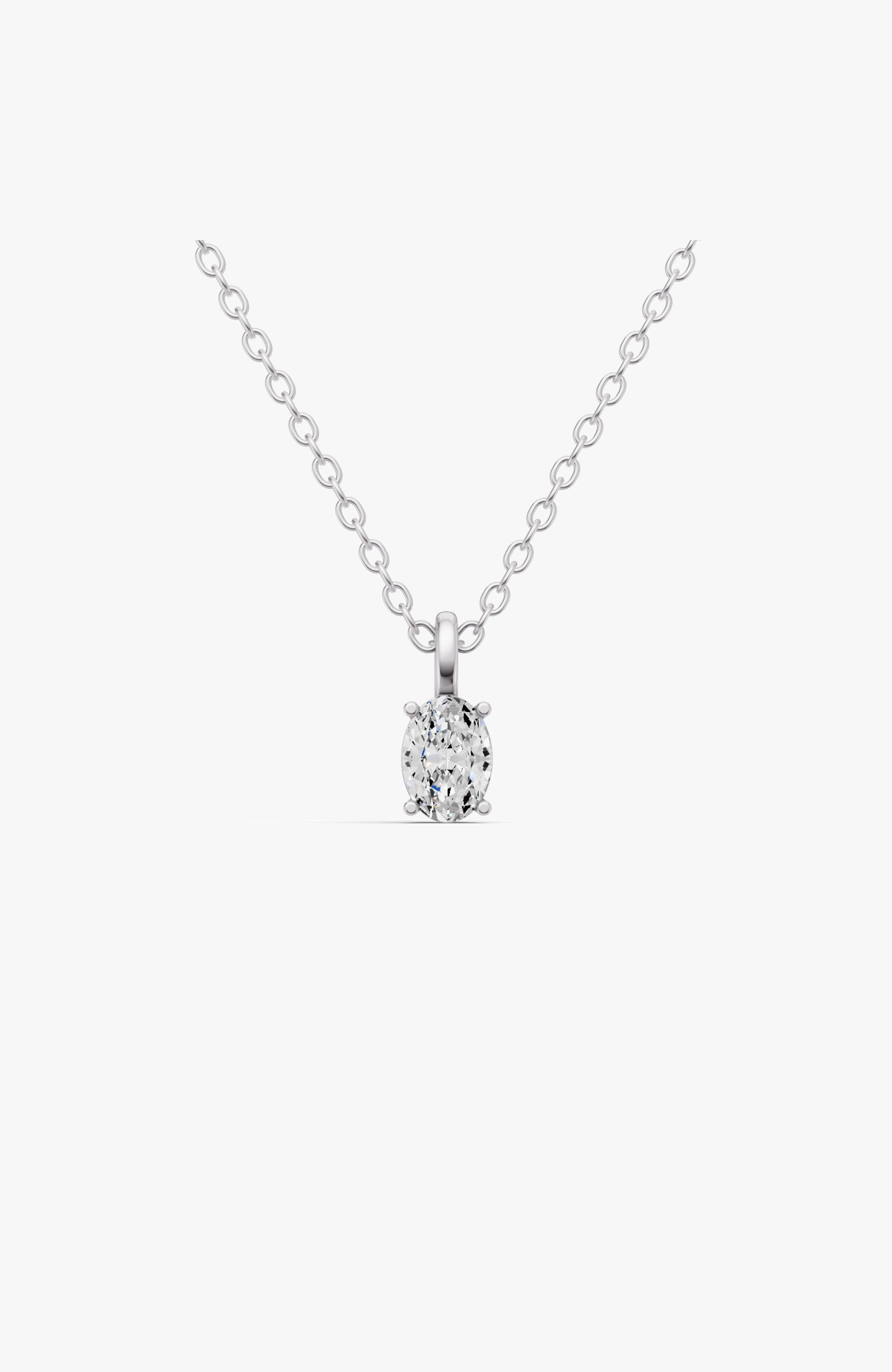 Sereia Official 14k Gold 1 Ct Lab Grown Oval Cut Diamond Solitaire Pendant In White Gold