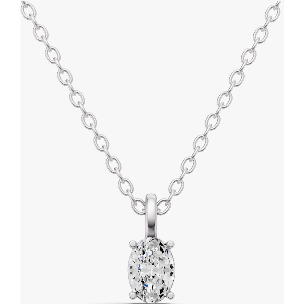 Sereia Official 14k Gold 1 Ct Lab Grown Oval Cut Diamond Solitaire Pendant In White Gold