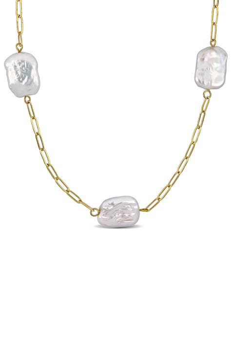 14-19mm Freshwater Cultured Pearl Paperclip Chain Necklace