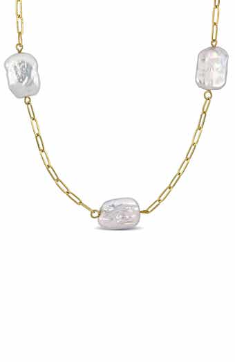 14-19mm Freshwater Cultured Pearl Paperclip Chain Necklace