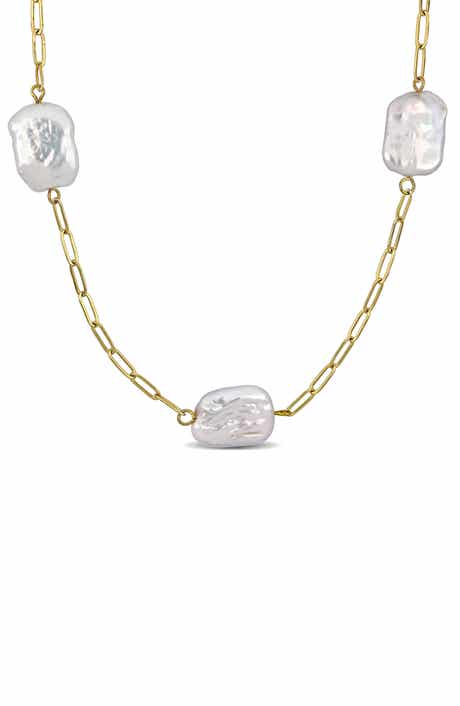 14-19mm Freshwater Cultured Pearl Paperclip Chain Necklace