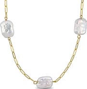 DELMAR 14-19mm Freshwater Cultured Pearl Paperclip Chain Necklace