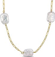 DELMAR 14-19mm Freshwater Cultured Pearl Paperclip Chain Necklace
