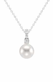 Badgley Mischka Collection Diamond & Freshwater Pearl Pendant Necklace