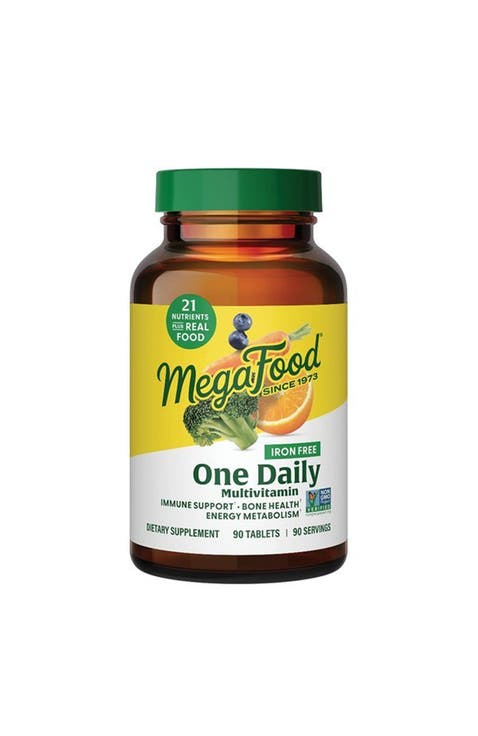 One Daily Multivitamin for Women & Men, Iron Free Multivitamin, Vegetarian, Non-GMO, 90 Tablets