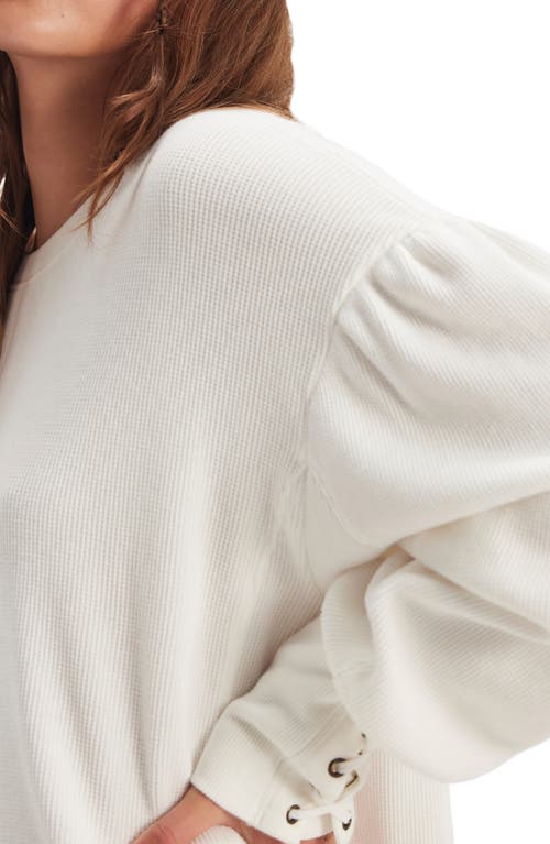 Free People Lapis Lace-up Cuff Cotton Thermal Top In White