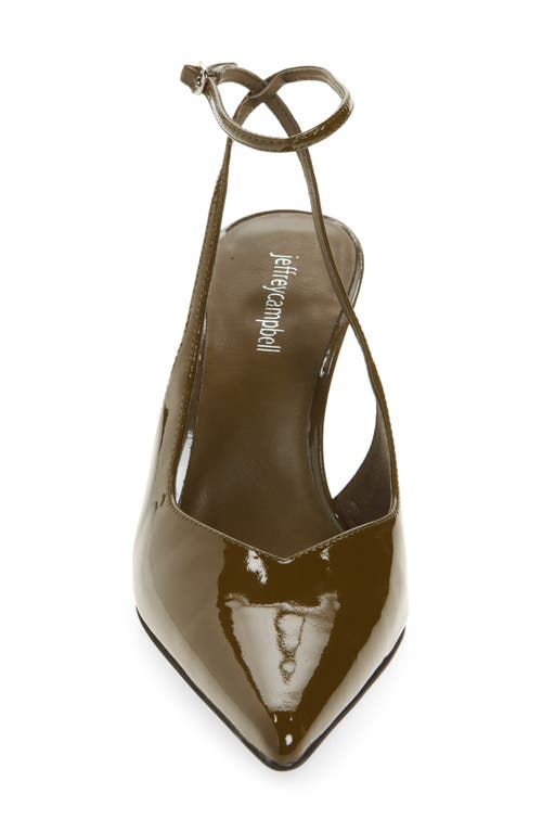 Jeffrey Campbell Executive Ankle Strap Pointed Toe Slingback Pump In Khaki Patent