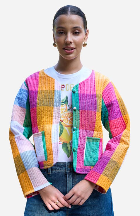 Collar Reversible Cotton Quilted Jacket