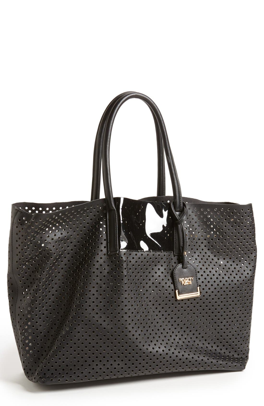 Perforated Tote, Main, color, BLACK