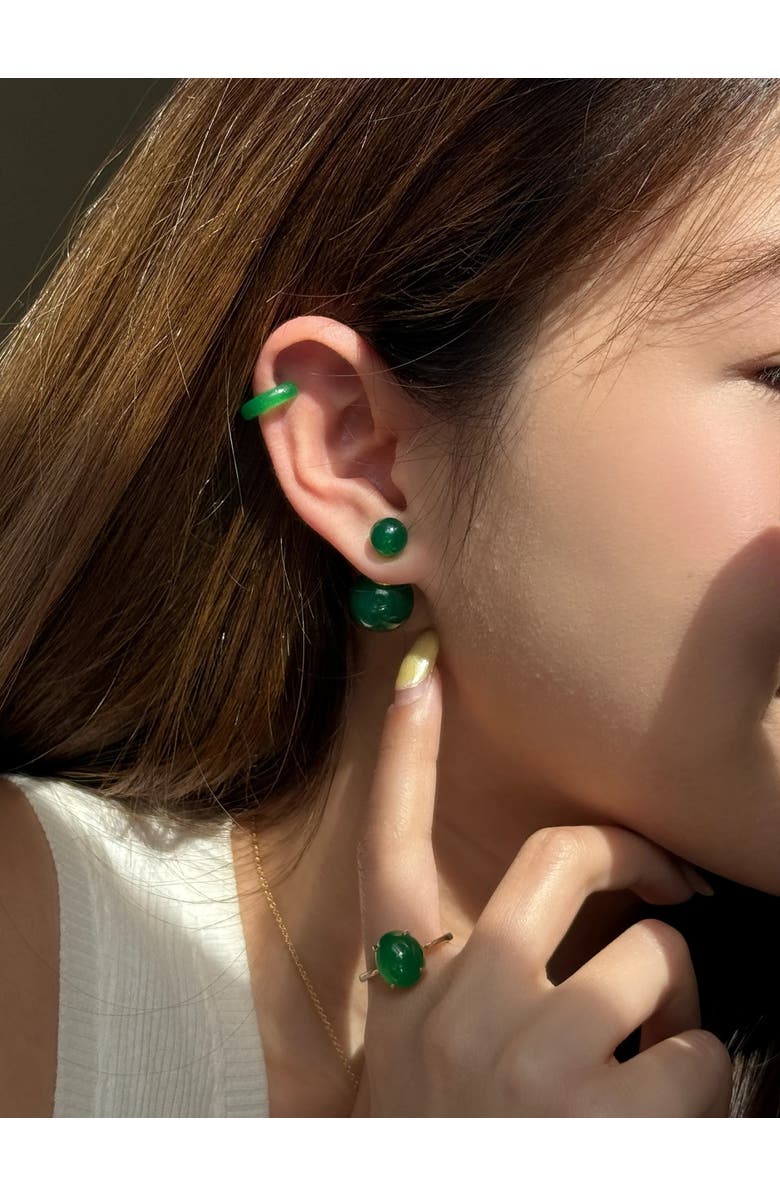 seree Orbit Duo Double ended jade stone stud earrings, Alternate, color, Bright Green