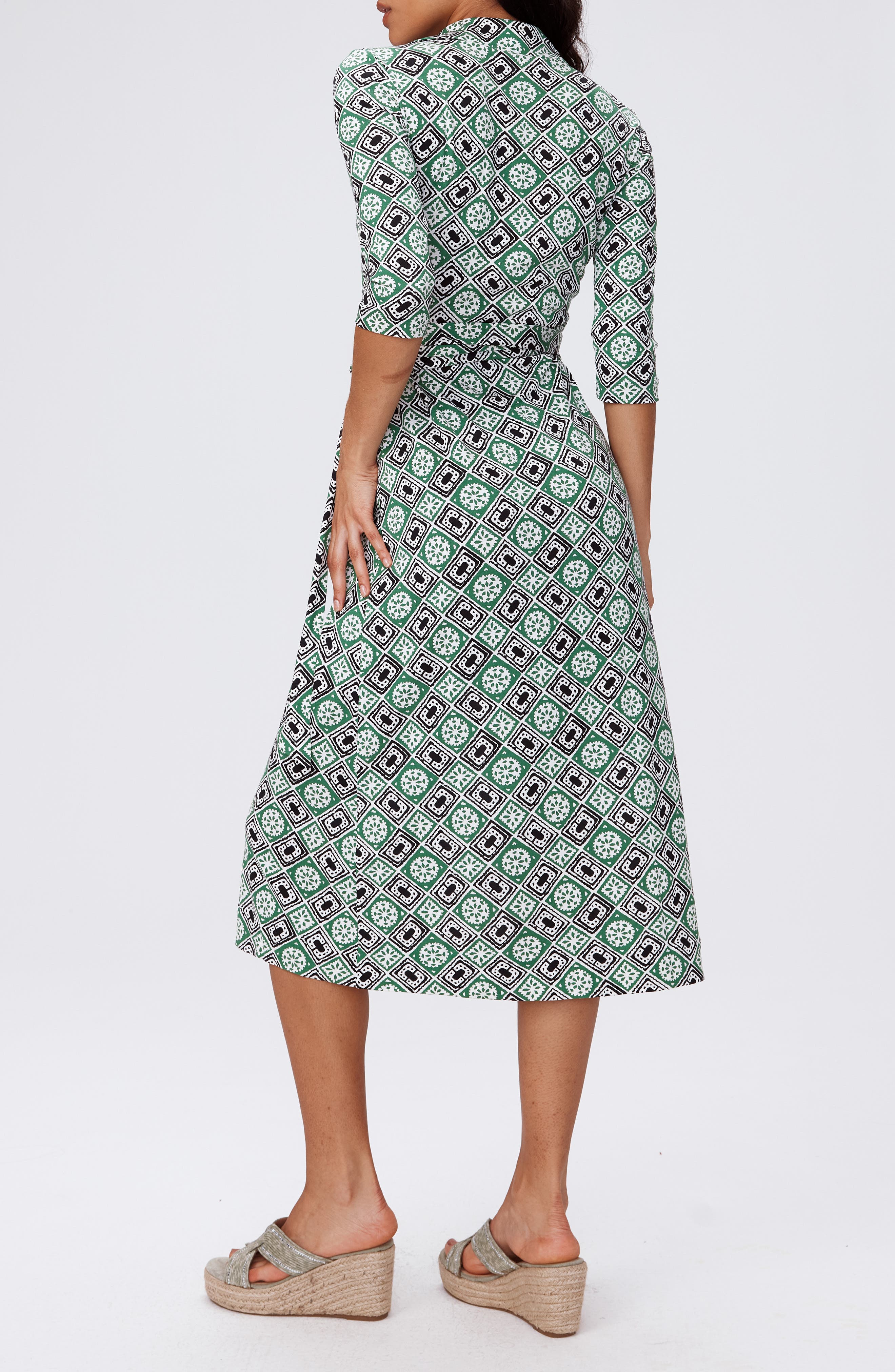 Abigail Geo Print Silk Wrap Midi Dress - image 2