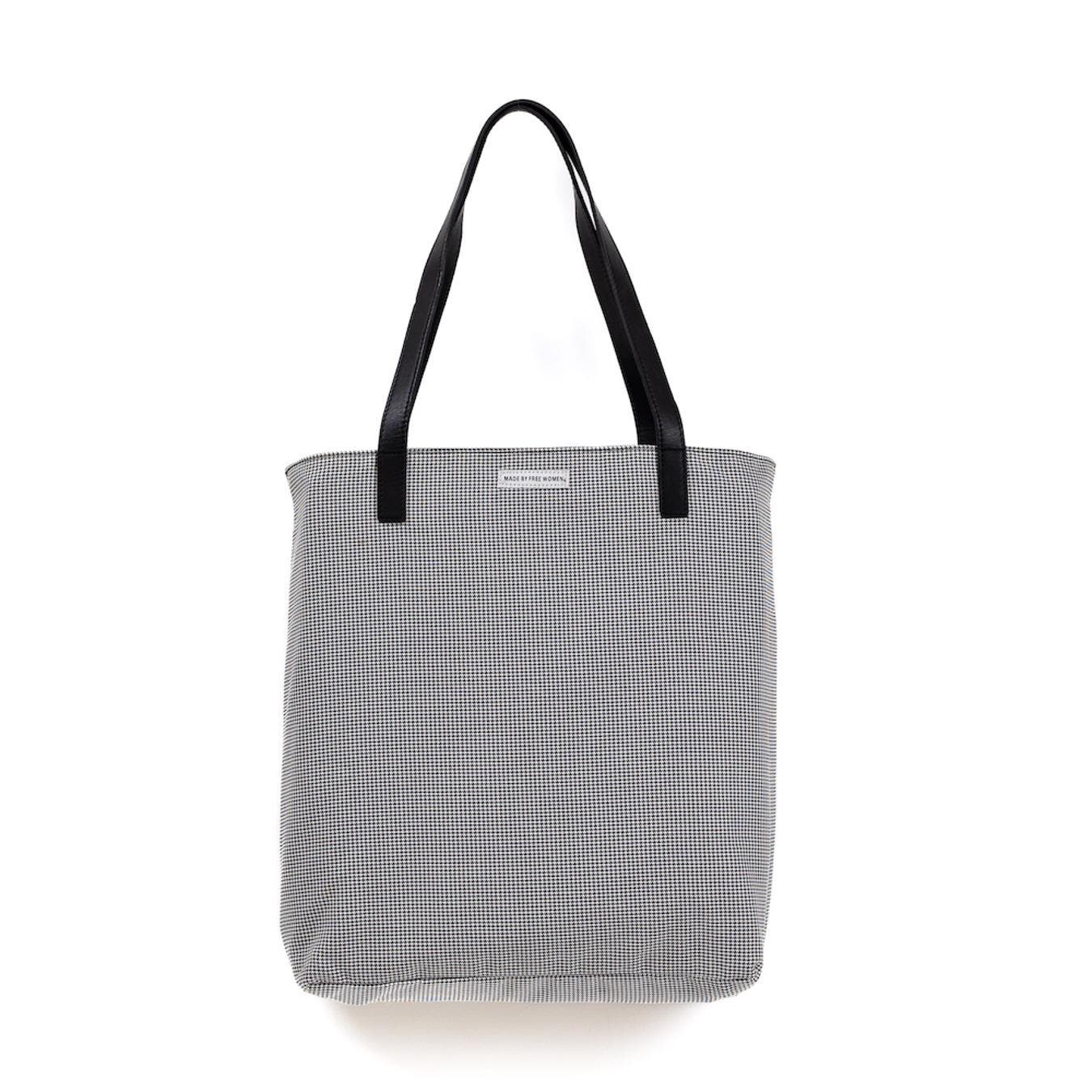 Made Free Houndstooth Print Day Tote, Main, color, Black