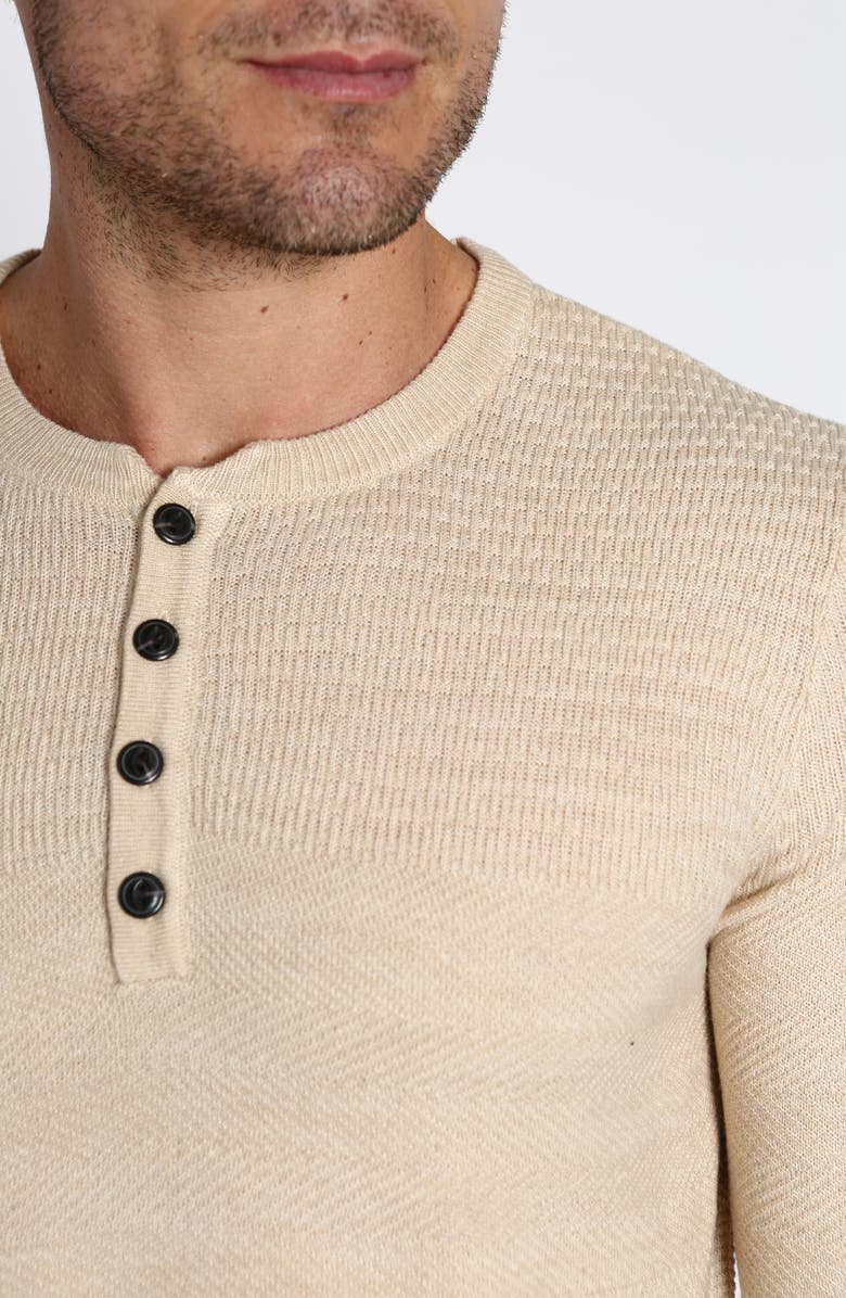 JACHS Mixed Waffle Stitch Henley Sweater, Alternate, color, Tan