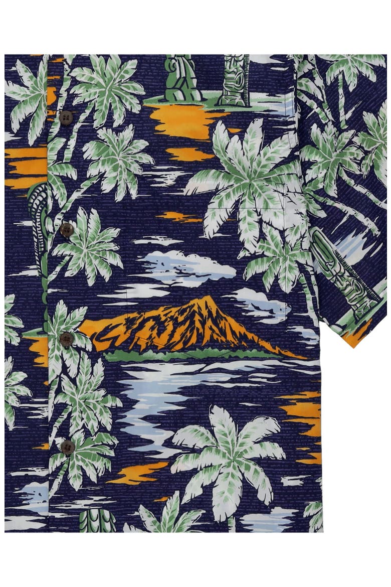 Tikisunset Vintage Camp Collar Shirt, Alternate, color, Navy Blue