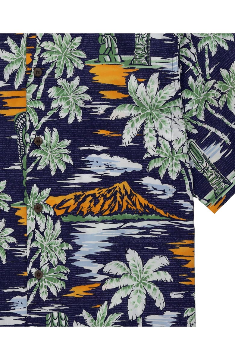 Fortela Tikisunset Vintage Camp Collar Shirt, Alternate, color, Navy Blue