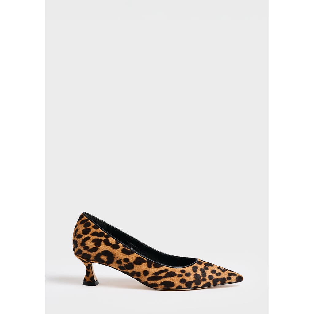 Marion Parke Flared Kitten Heel Pump Haircalf In Animal Print