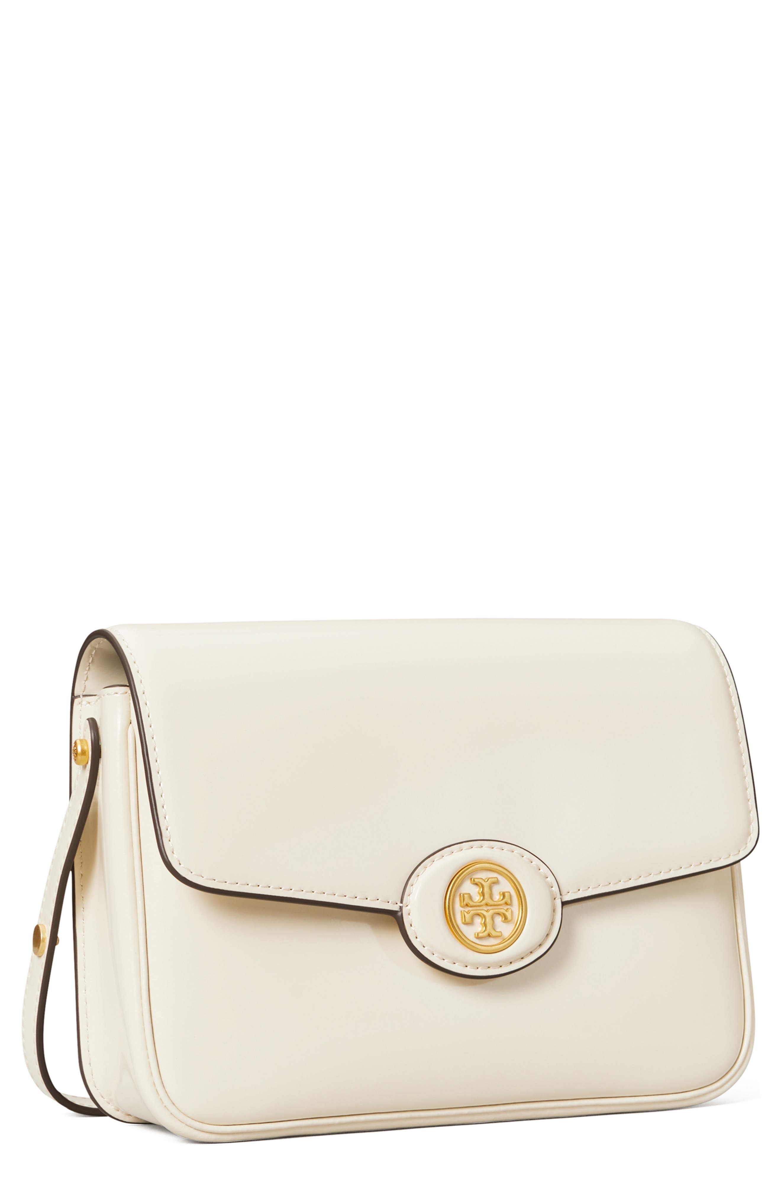 Tory Burch Robinson Spazzolato Leather Shoulder Bag, Alternate, color, Shea Butter