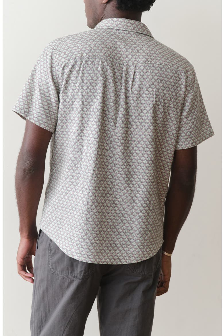 Classic Short Sleeve Stretch Cotton Selvage Button-Up Shirt, Alternate, color, LIGHT BLUE AGAVE PRINT