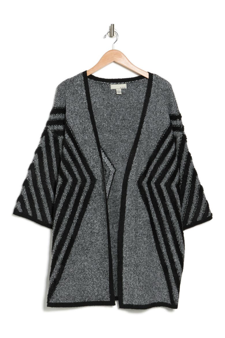 Norwalk Open Patterned Cardigan, Alternate, color, BLACK/ WHITE