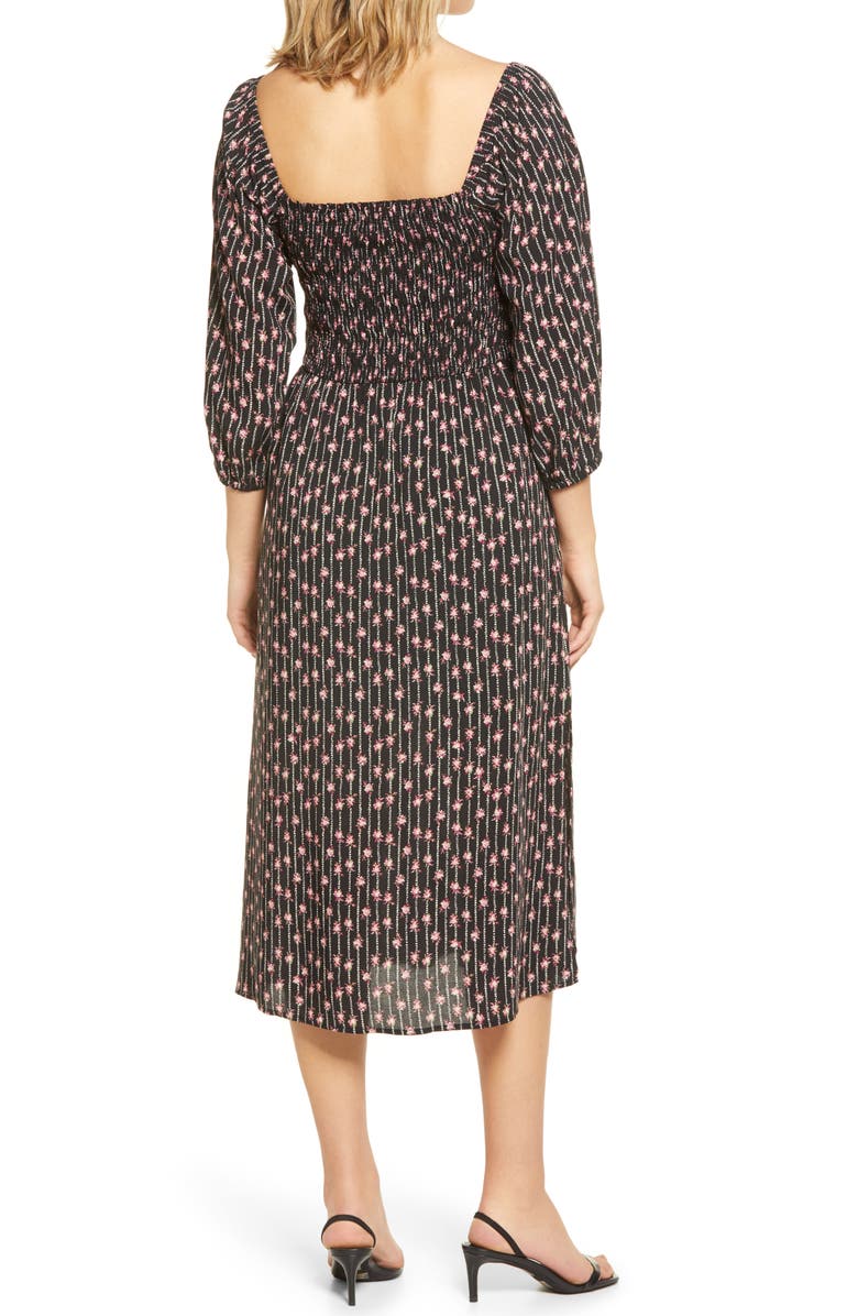 WAYF Nevaeh Smocked Midi Dress, Alternate, color, 