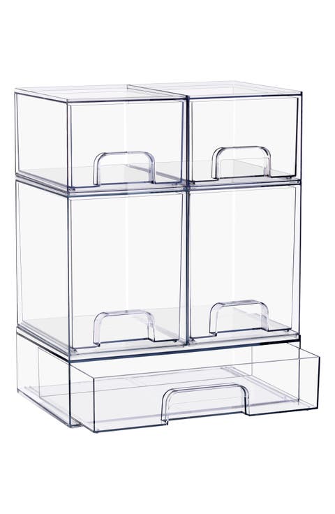 5-Piece Clear Stackable Storage Bins