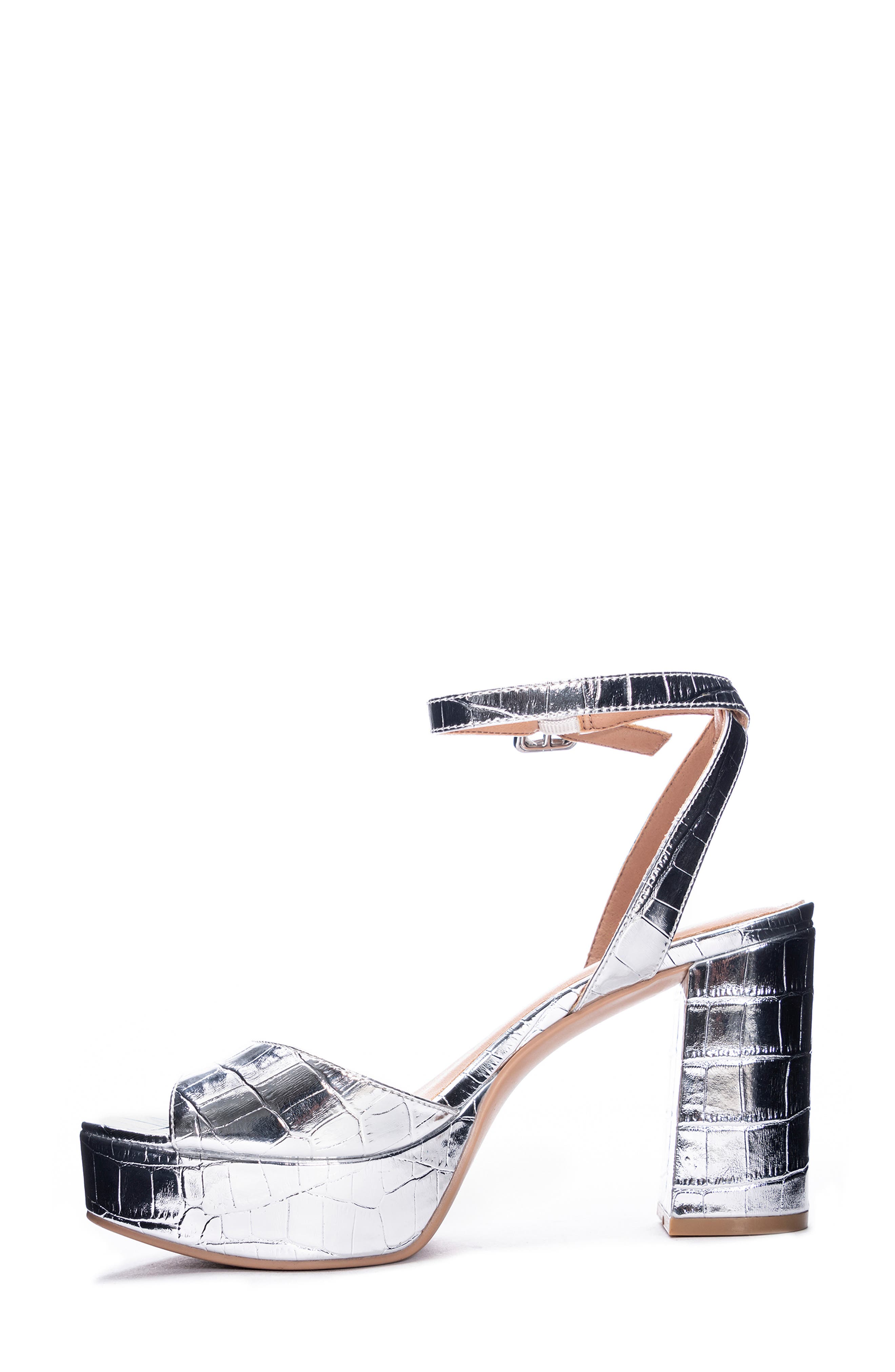 Chinese Laundry Theresa Platform Sandal, Alternate, color, Silver Patent Crocodile
