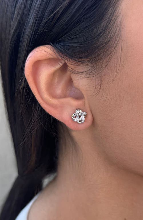Adornia Silver Plated Cz Knot Twist Stud Earrings In Silver