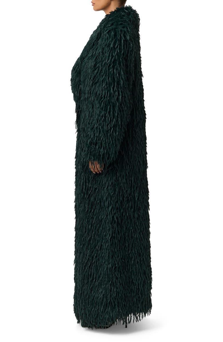 Naked Wardrobe Long Faux Feather Coat, Alternate, color, Emerald