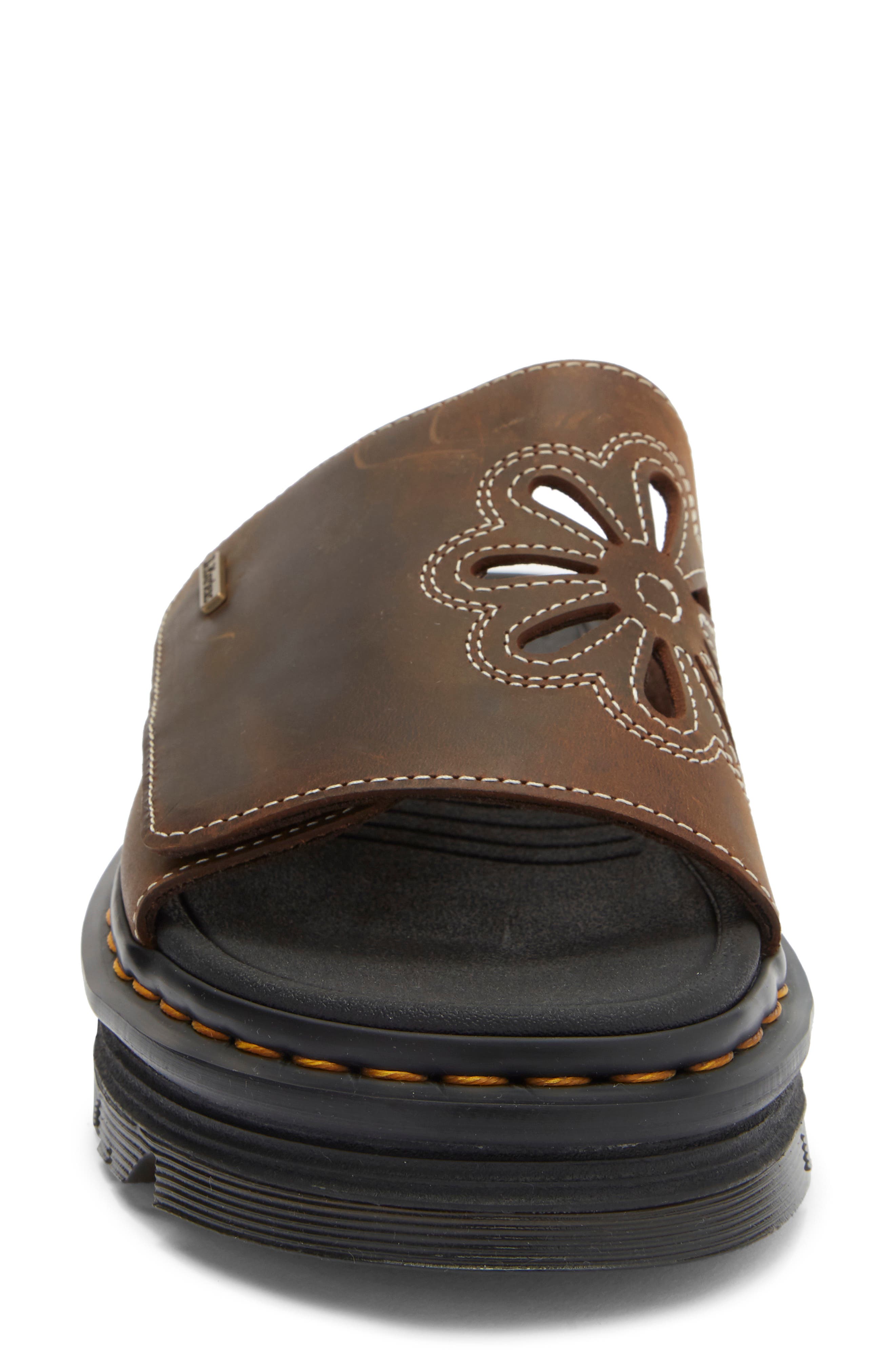 Dr. Martens ZebZag Flower Slide Sandal, Alternate, color, Dark Brown