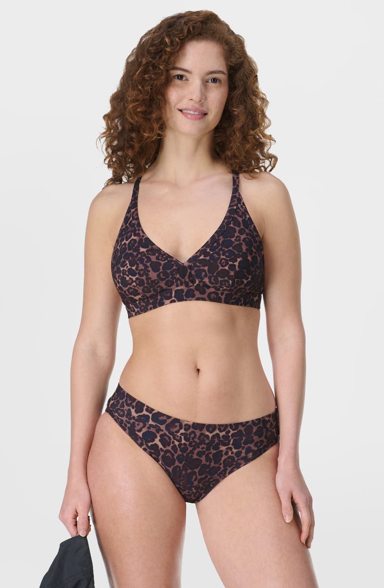 Sweaty Betty Core Bikini Bottoms, Alternate, color, Blue Pop Wild Leopard Print