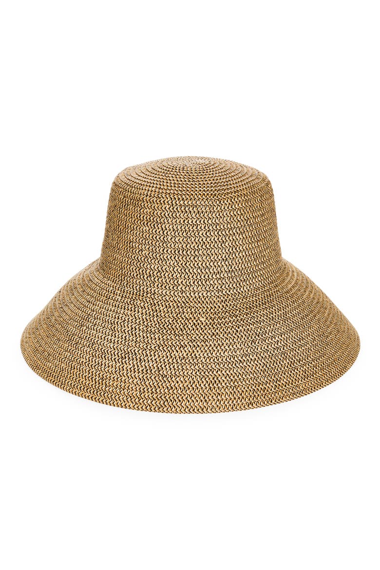 Marled Straw Floppy Hat, Main, color, BLACK