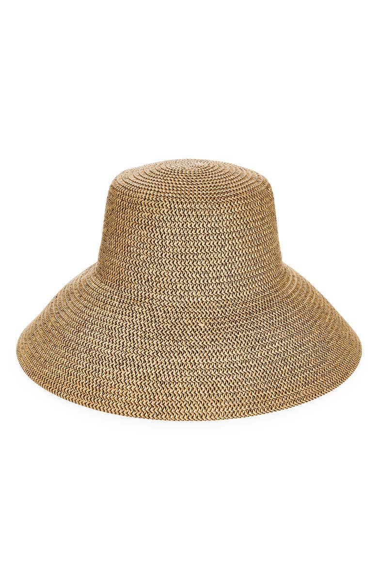David & Young Marled Straw Floppy Hat, Main, color, Black