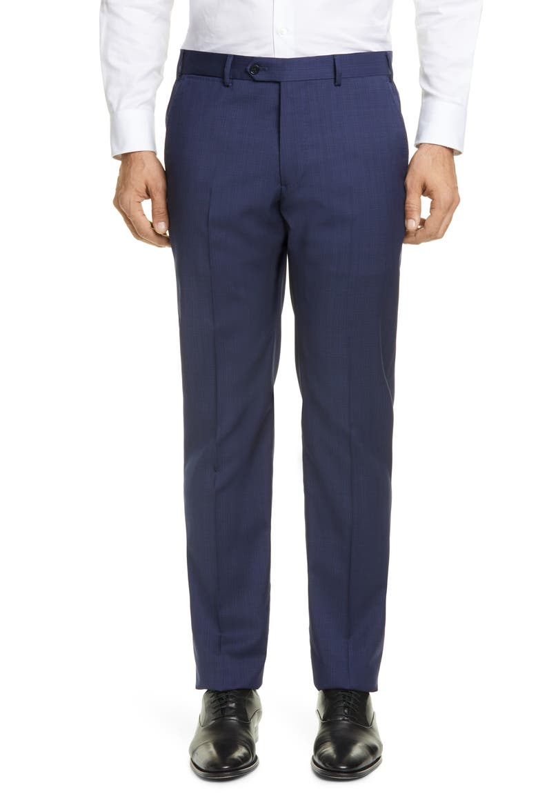 G Line Trim Fit Solid Wool Suit, Alternate, color, BLUE