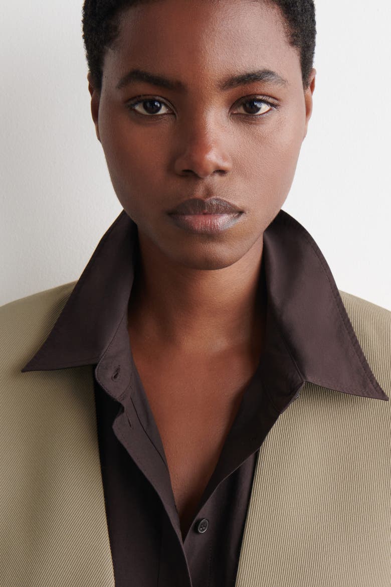 Collarless Wool-Twill Blazer, Alternate, color, BEIGE