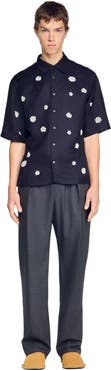 SANDRO Loose-fit floral shirt