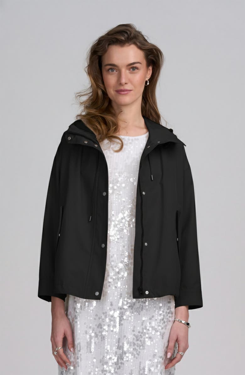 ELLE Collection Hooded Cropped Parka Jacket, Main, color, Black