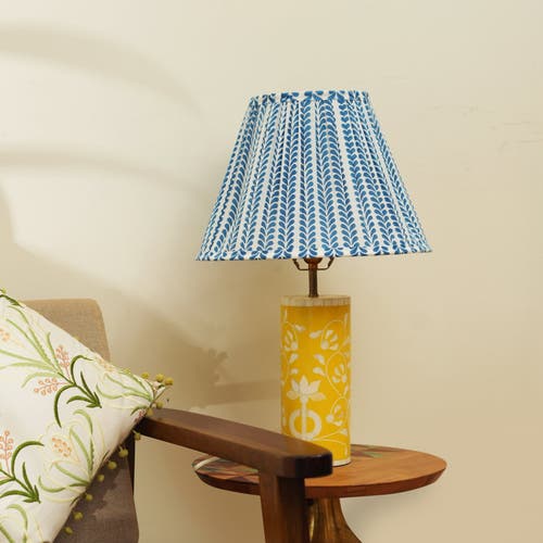 Mela Artisans Flourish Handblocked Lampshade In Blue