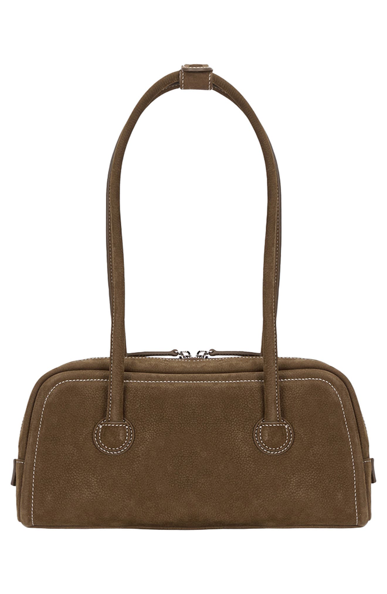 MARGESHERWOOD Soft Boston Leather Shoulder Bag, Alternate, color, Chestnut Nubuck