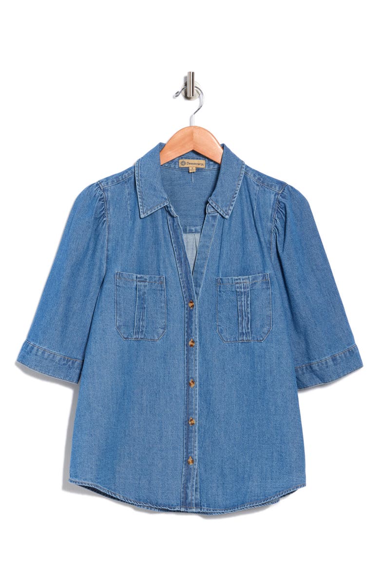 Democracy Denim Button-Up Shirt, Alternate, color, Mid Blue