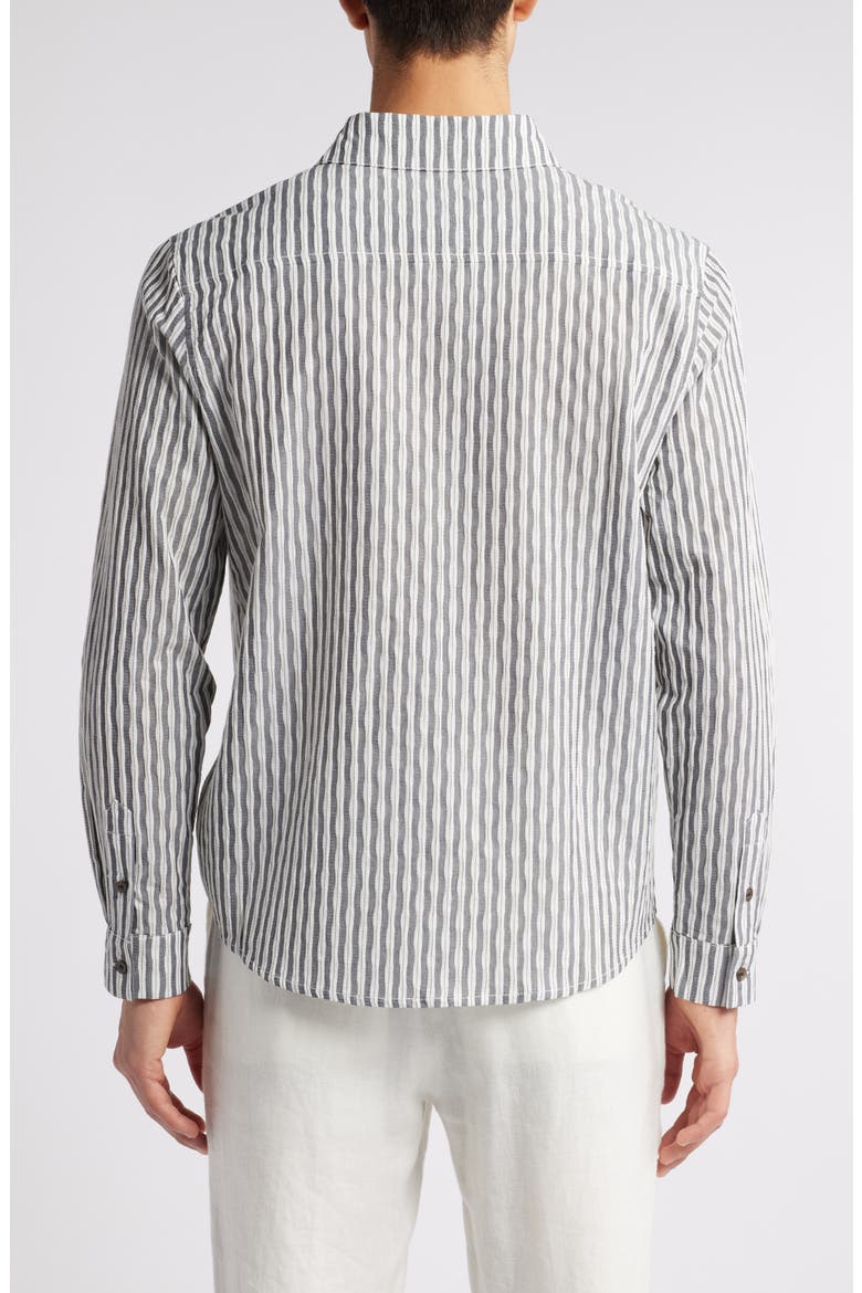 Aegean Pearce Oversize Stripe Cotton Button-Up Shirt, Alternate, color, BLACK W. WHITE