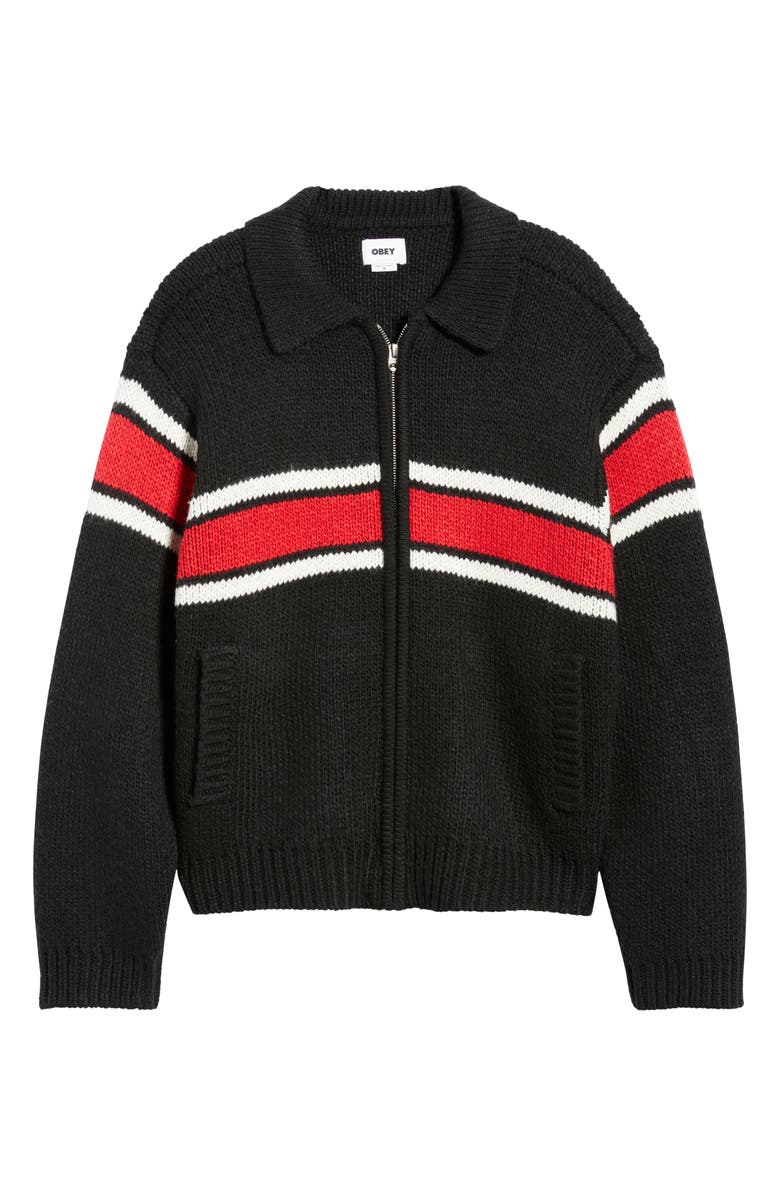 Obey Bernard Zip Cardigan, Alternate, color, Black